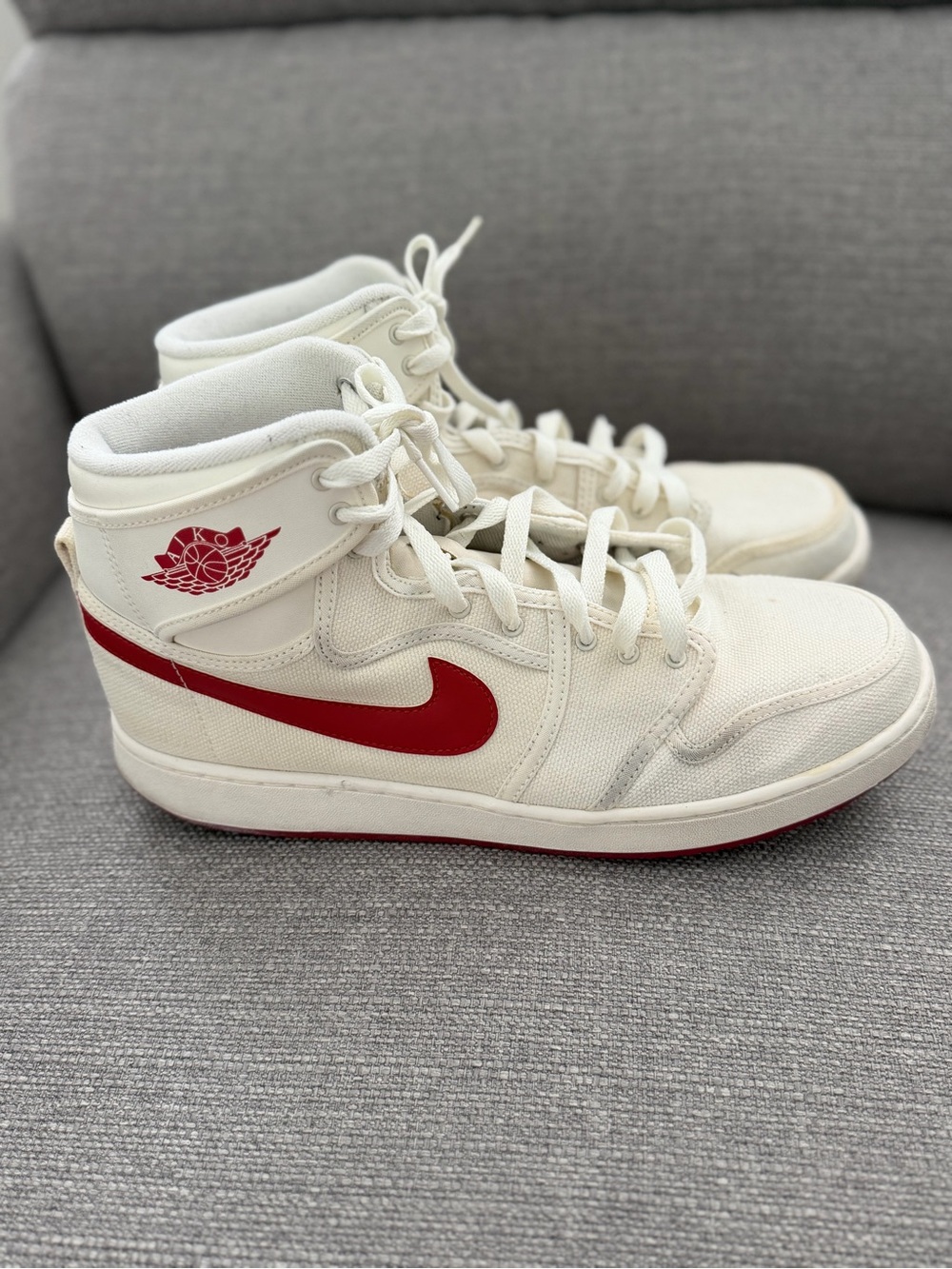 Jordan Women's White and Red High-Top Sneakers